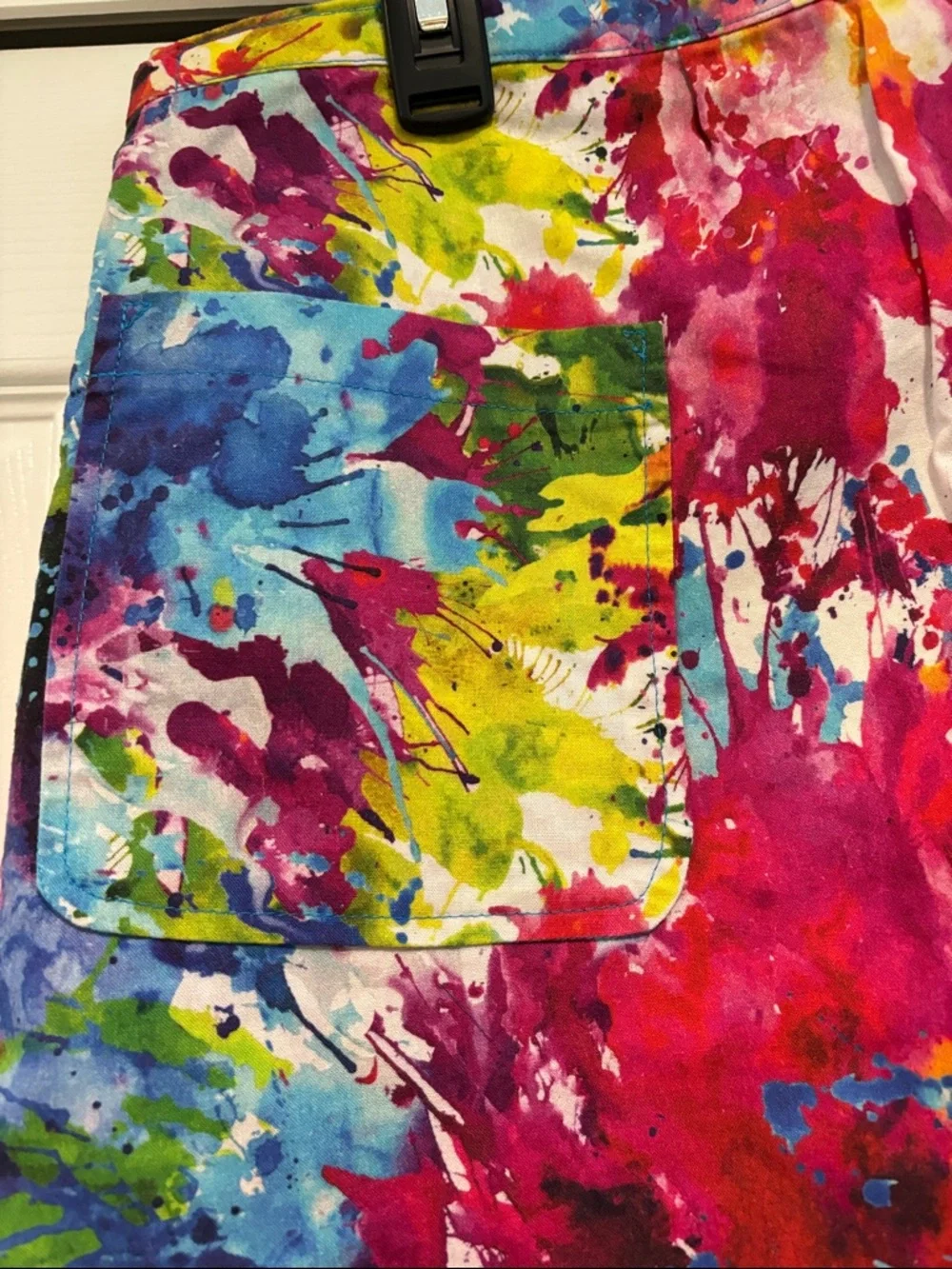 Vibrant Multicolor Paint-Print Mini Wrap Skirt